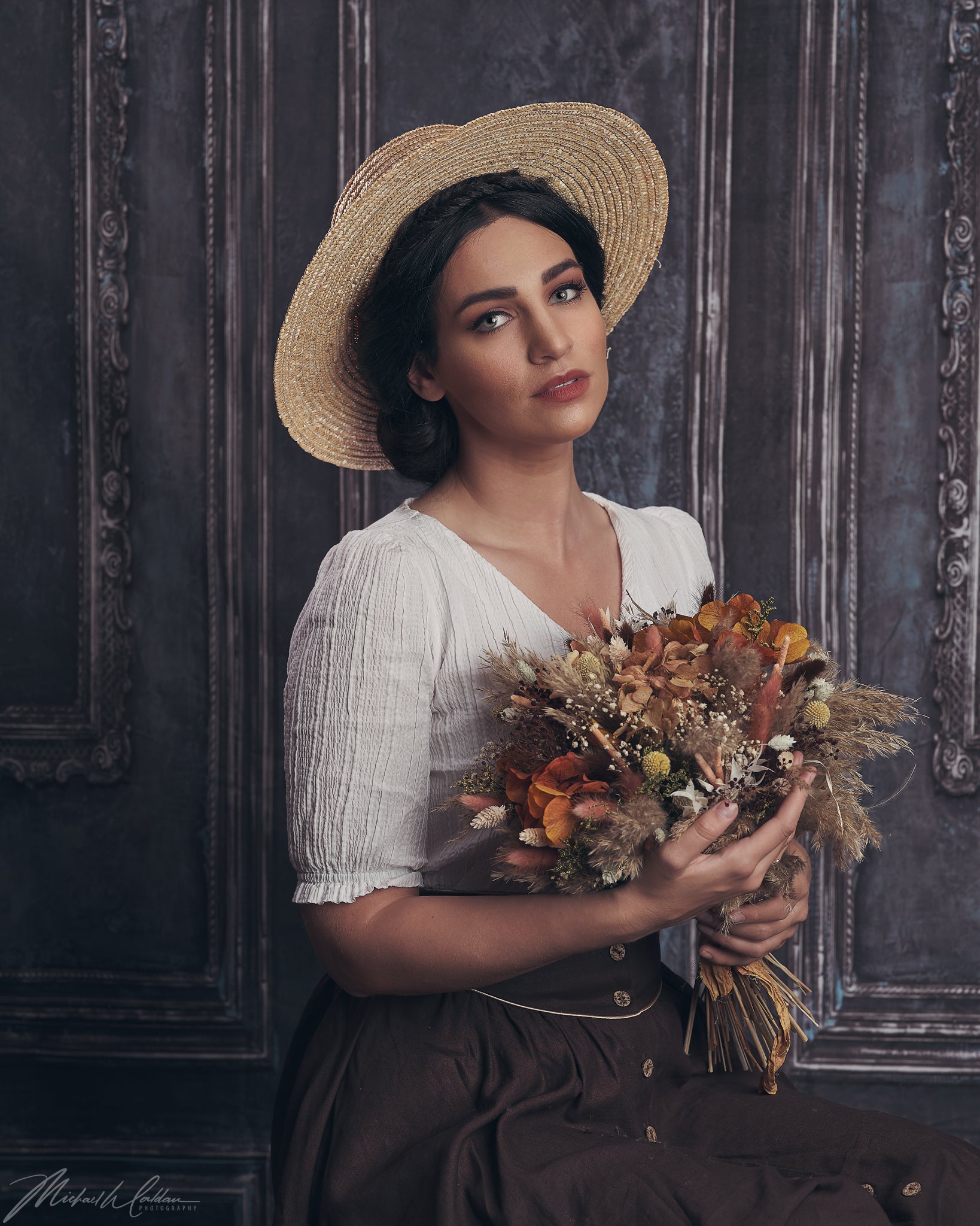 Kate Rétro Bleu Mur Porte Mariage Toile de fond pour la photographie - Kate Backdrop FR
