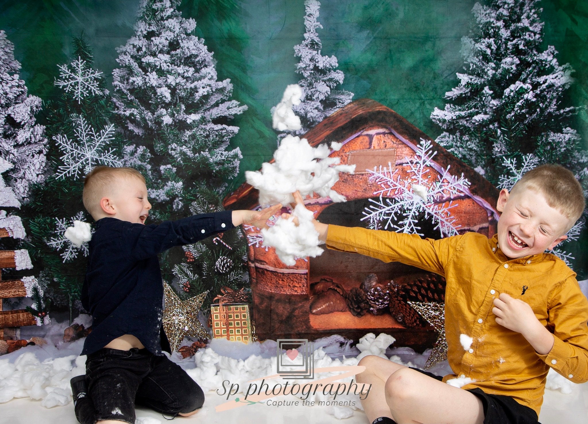 Kate Sapins de Noël Mini-maison Forêt Toile de fond Conçu par Emetselch - Kate Backdrop FR