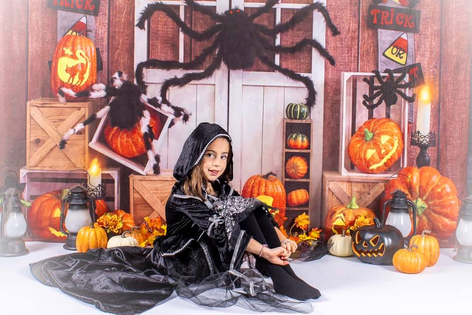 Kate Halloween Automne Citrouille Araignée Toile de fond conçu par Emetselch - Kate Backdrop FR