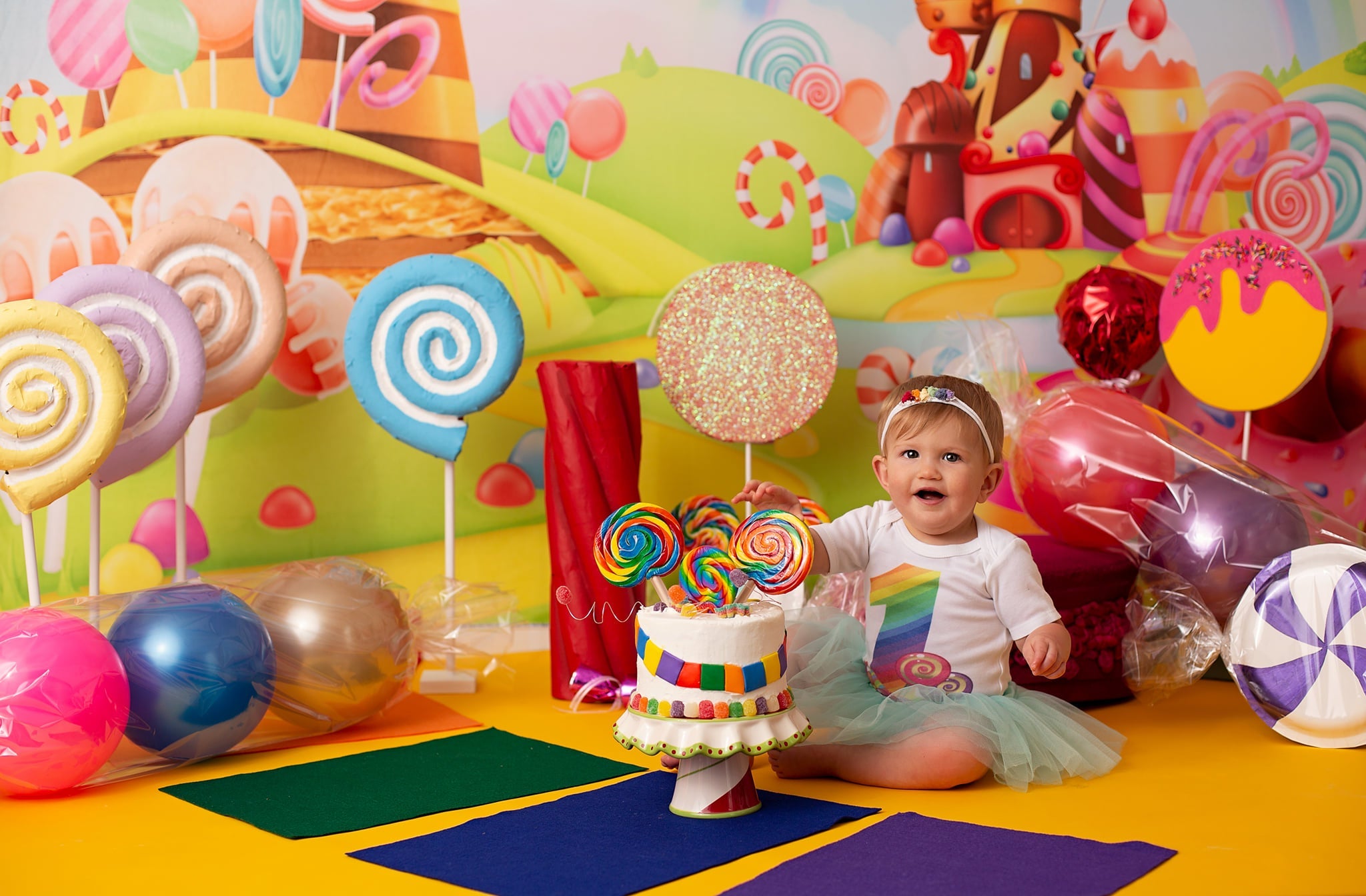 Kate Cake smash Bonbons Monde de l'animation Enfant Toile de fond pour la photographie - Kate Backdrop FR