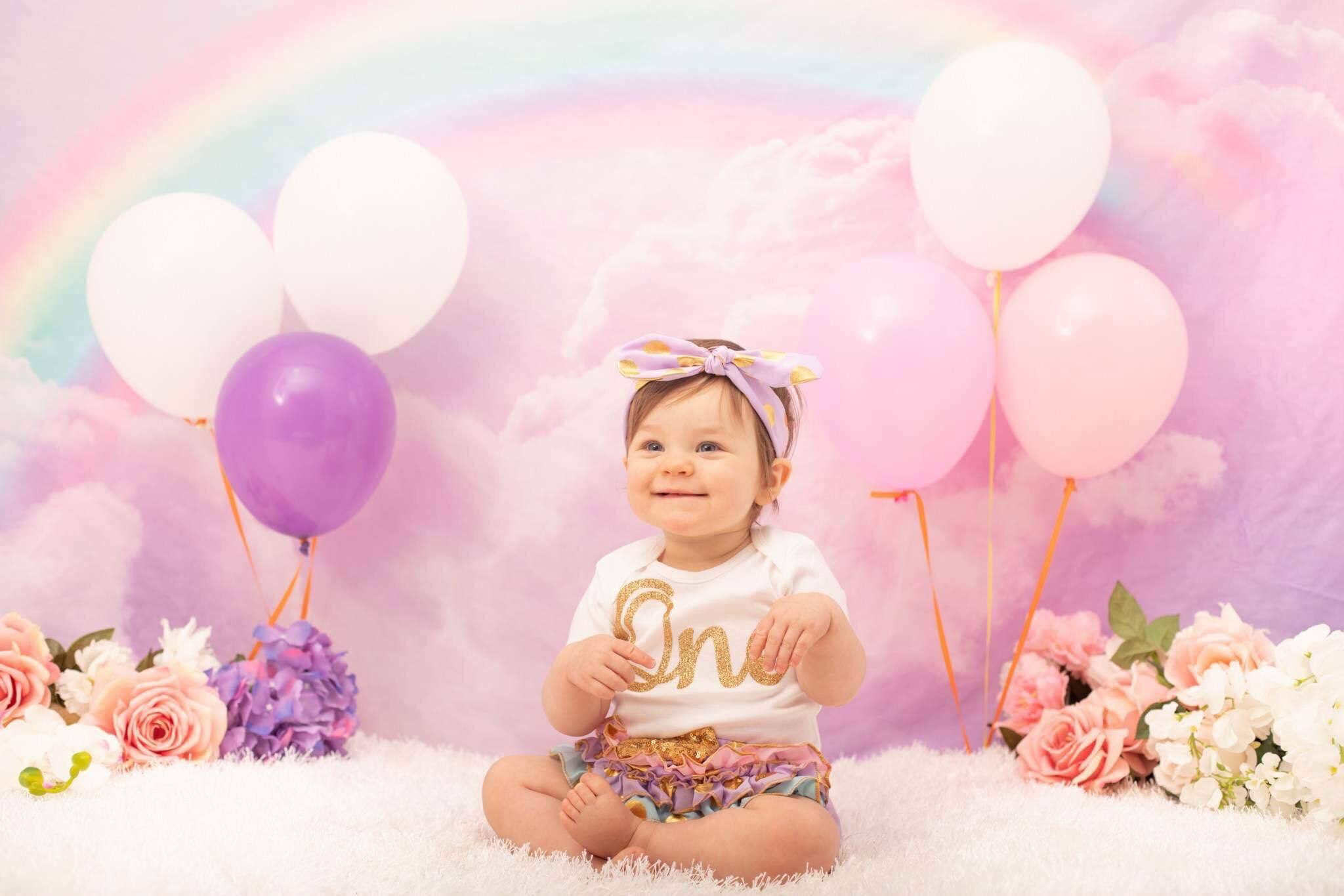 Katebackdrop£ºKate Pink Cloud Sky Colored Rainbow Backdrops Newborn/Cake Smash