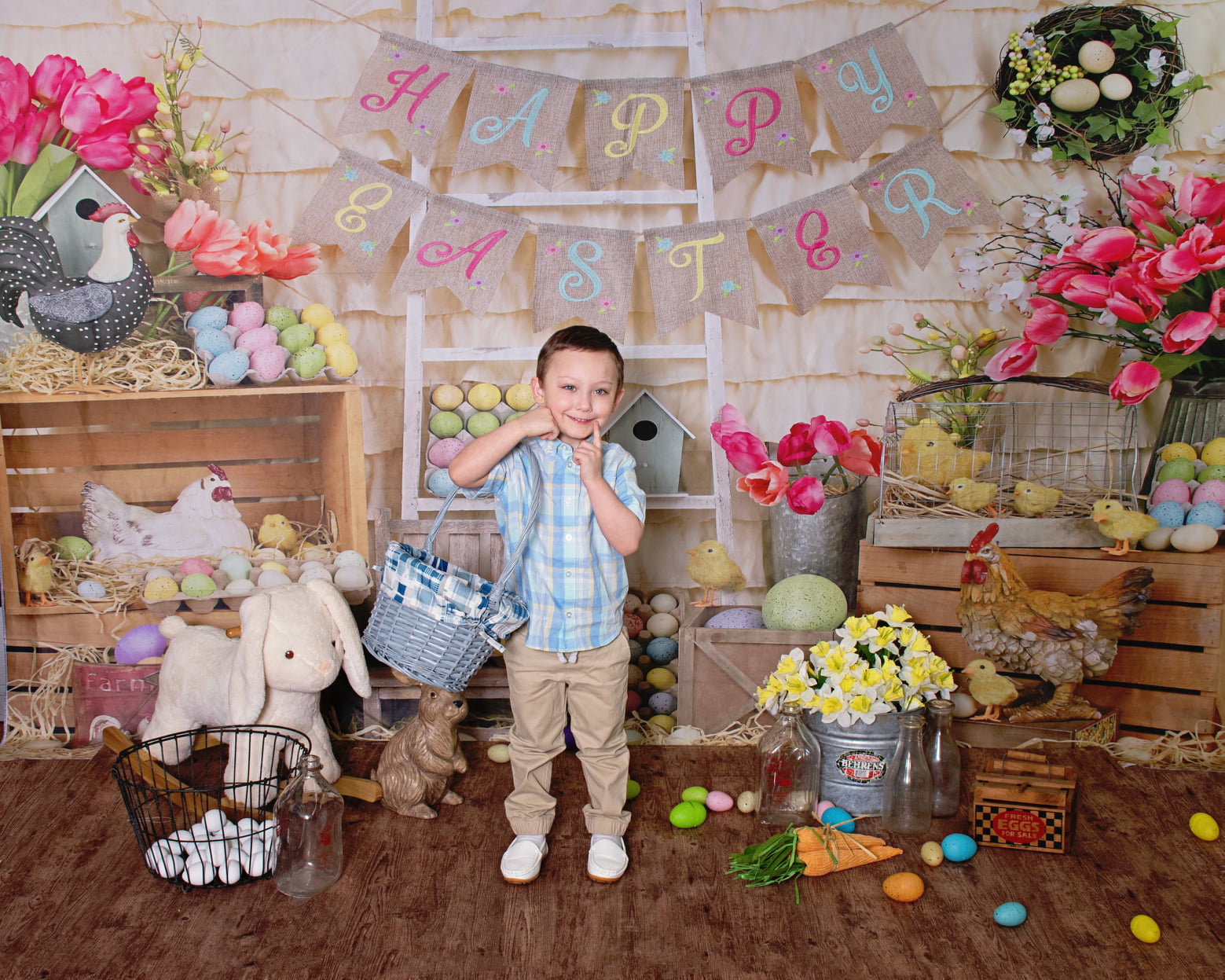 Kate Oeufs colorés Joyeuses Pâques Toile de fond pour la photographie - Kate Backdrop FR