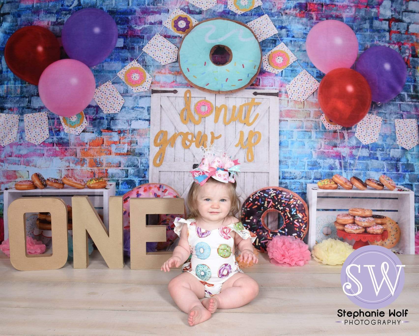 Kate Ballons Anniversaire Donut Enfants Toile de fond pour la photographie - Kate Backdrop FR