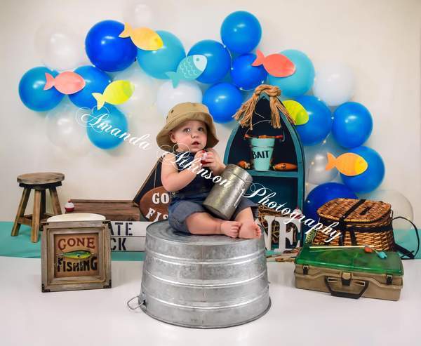 Kate Poisson et Ballons Anniversaire Bébé Été Toile de fond pour la photographie