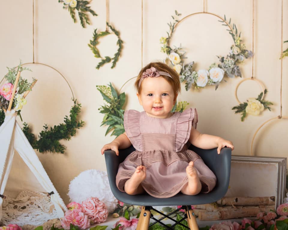 Kate Printemps Fleurs Camping Enfants Toile de fond conçu par Mandy Ringe - Kate Backdrop FR