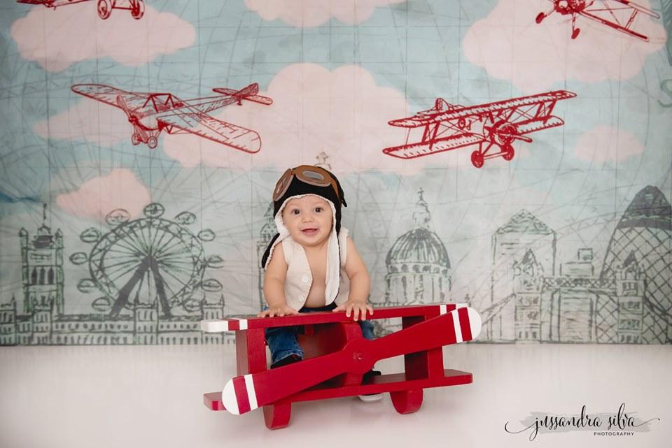 Katebackdrop£ºKate Vintage Biplanes over City Children Backdrop for Photography Designed by Amanda Moffatt