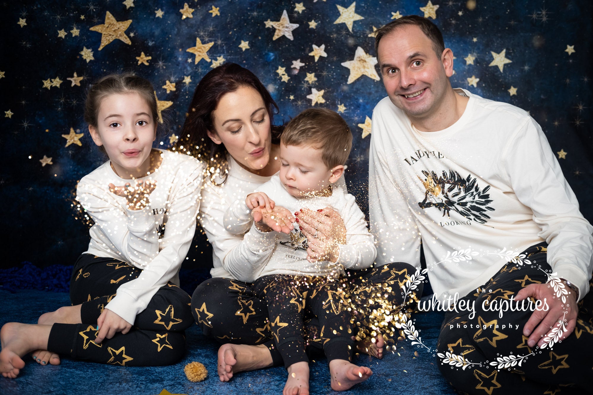 Kate Ciel Nuit Enfants Étoiles dorées Toile de fond conçu par Mandy Ringe - Kate Backdrop FR