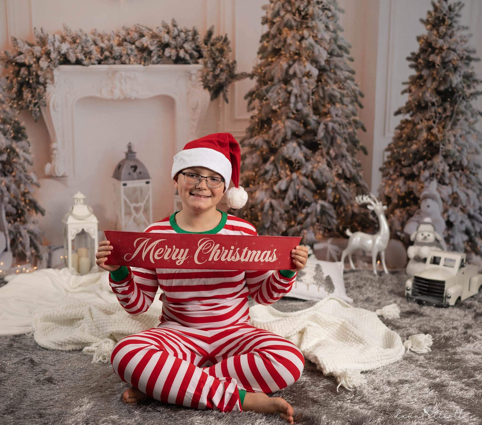 Kate Ours Sapin de Noël Arbre Cheminée Blanc Toile de fond pour la photographie - Kate Backdrop FR