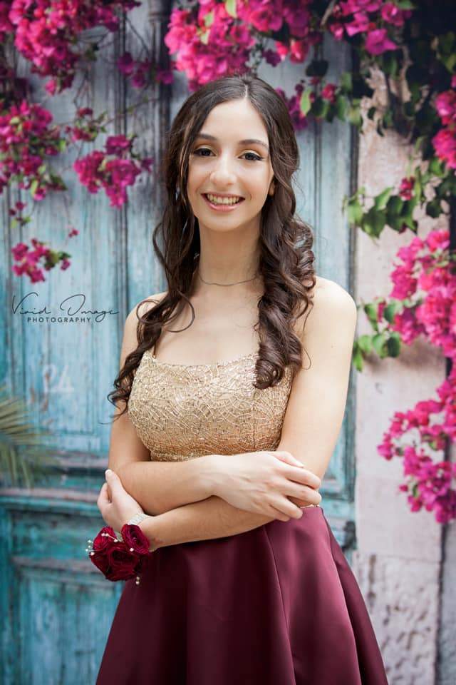 Kate Blue Door Red Florals Scenery Concrete Backdrops - Katebackdrop