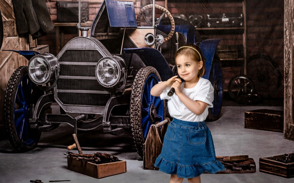 Kate Atelier de voiture Garage Fête des pères Garçon Toile de fond pour la photographie - Kate Backdrop FR