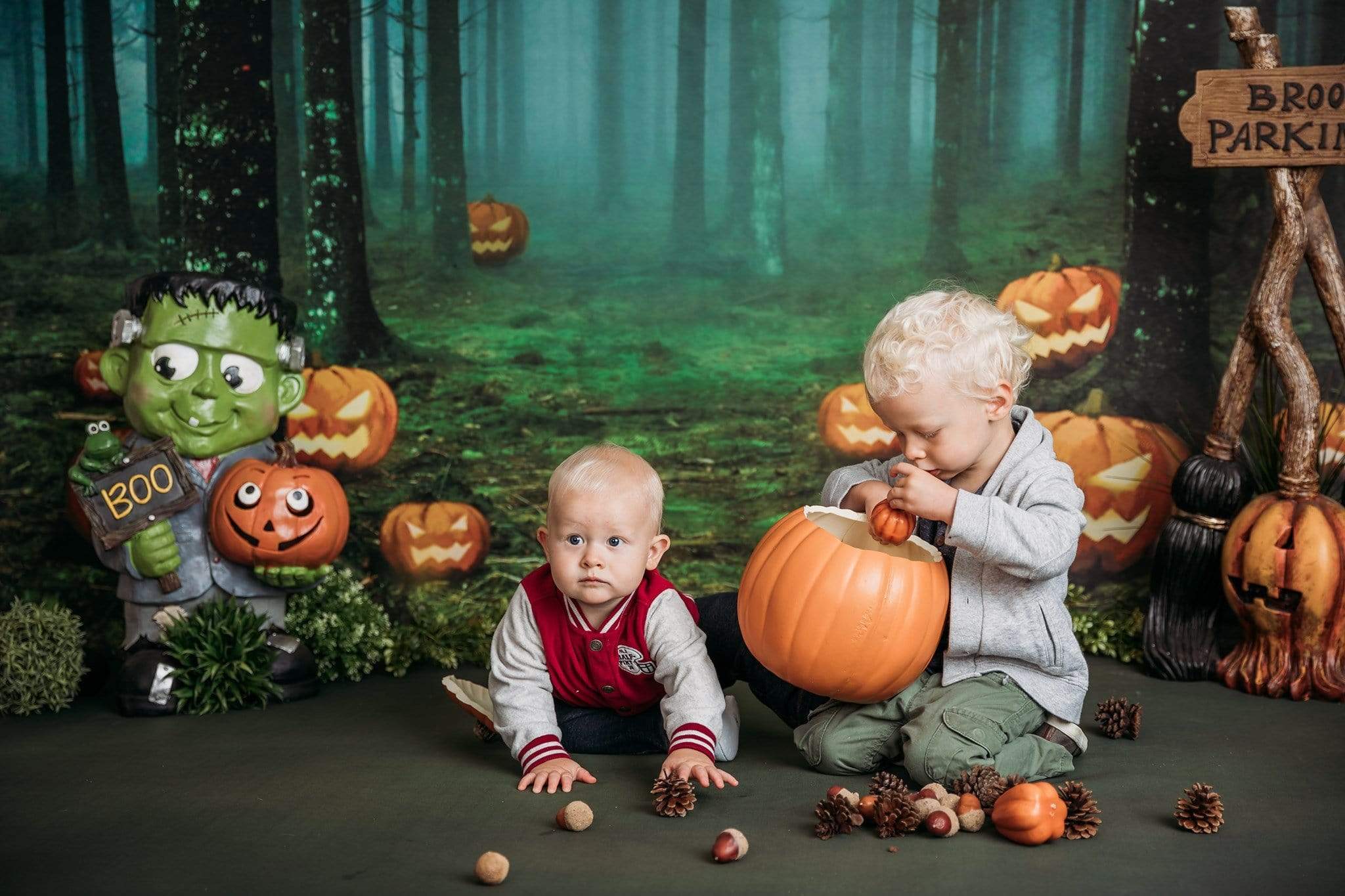 Kate Halloween Forêt Citrouilles Arbres Toile de fond conçue par Chain Photographie - Kate Backdrop FR