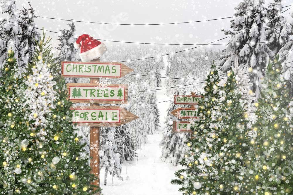 Kate Neige Arbre Noël Hiver Toile de fond conçue par Chain Photography - Kate Backdrop FR