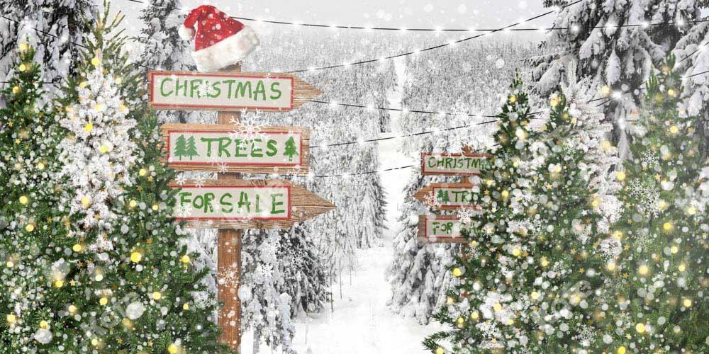 Kate Neige Arbre Noël Hiver Toile de fond conçue par Chain Photography - Kate Backdrop FR