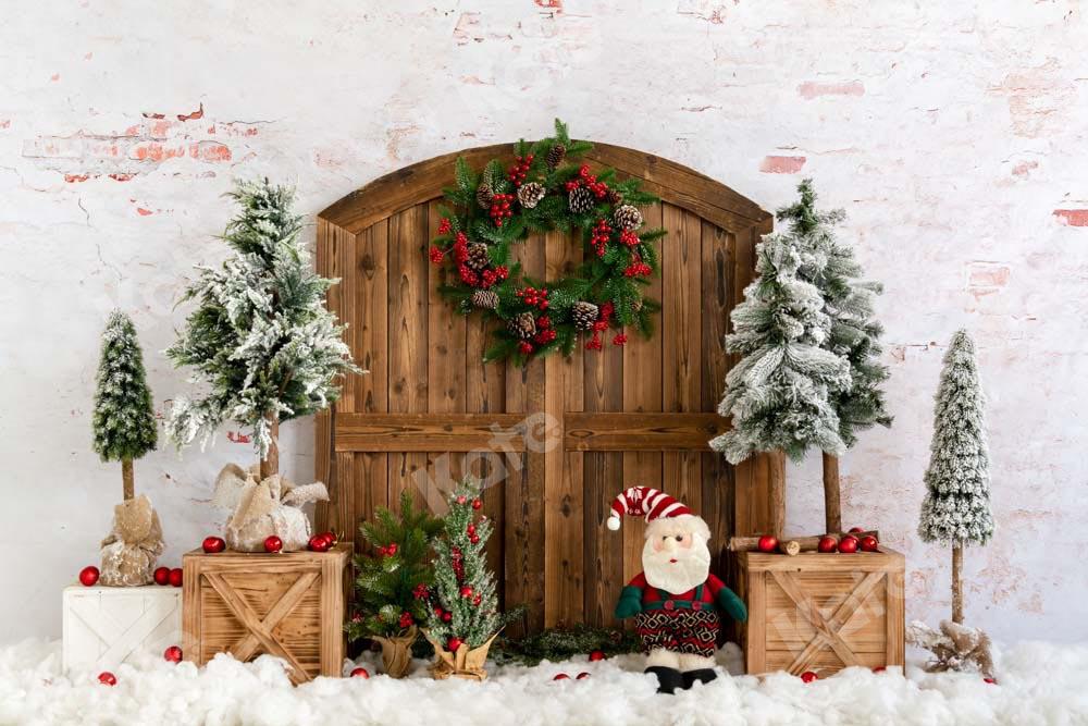 Kate Sapin de Noël Porte Neige Hiver Toile de fond conçue par Emetselch - Kate Backdrop FR