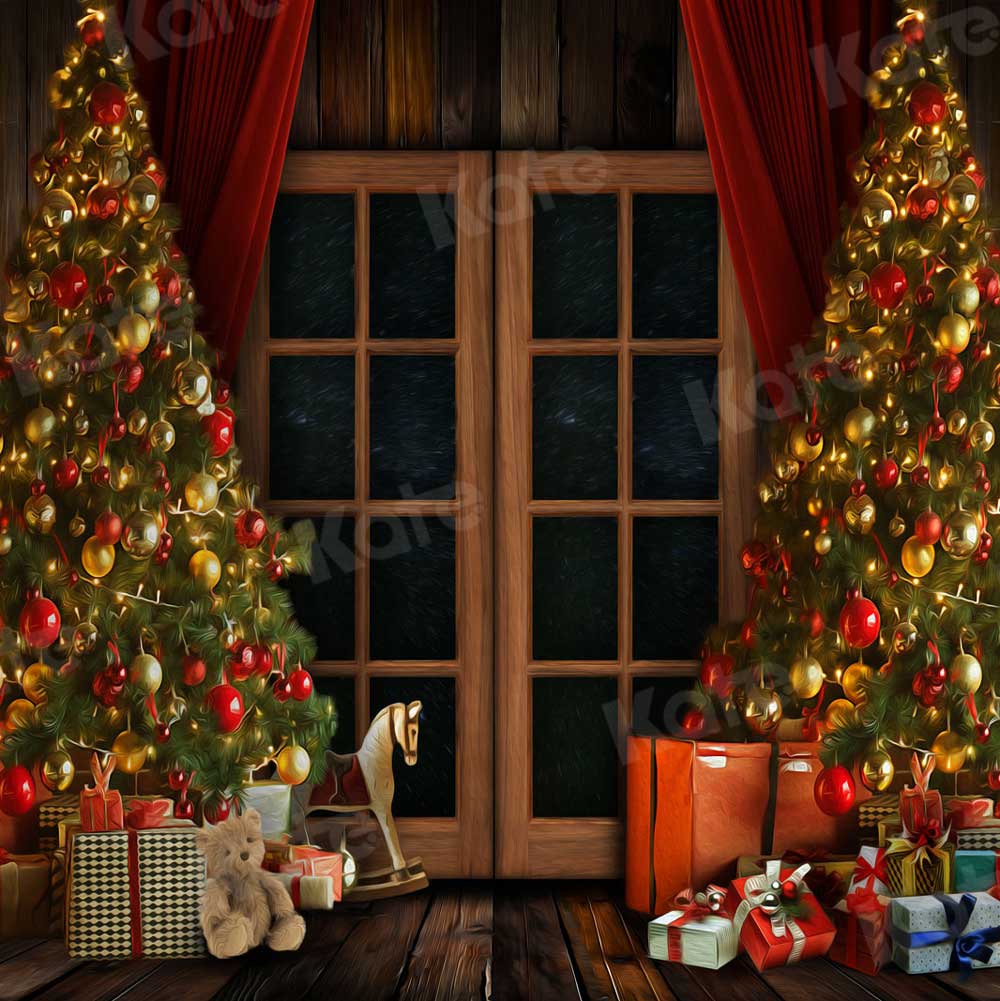 Kate Porte Noël Hiver Nuit Toile de fond pour la photographie - Kate Backdrop FR