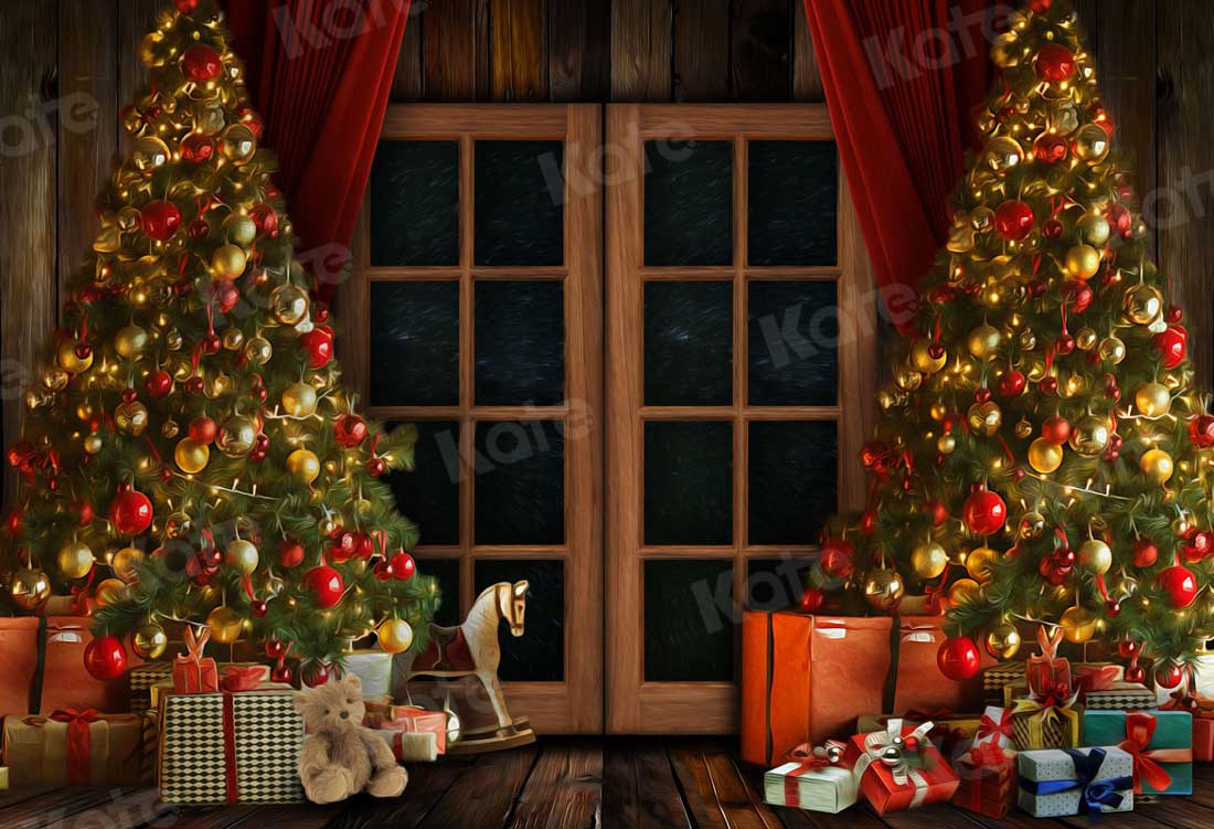 Kate Porte Noël Hiver Nuit Toile de fond pour la photographie - Kate Backdrop FR