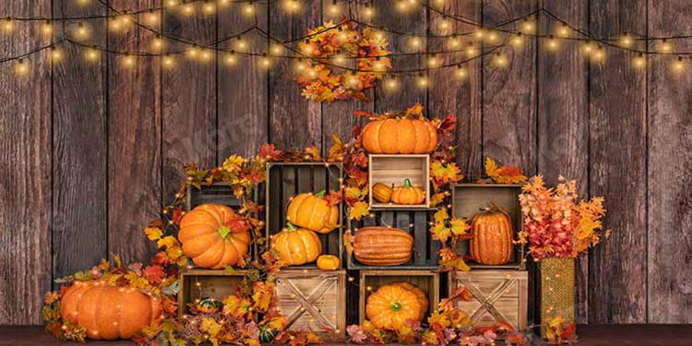 Kate Halloween Citrouille Automne Mur en bois Toile de fond conçu par Emetselch - Kate Backdrop FR