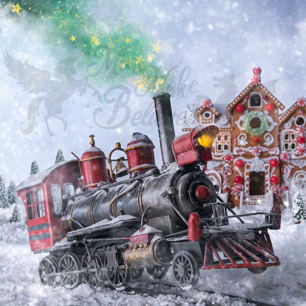 Kate Noël Train polaire Neige Hiver Toile de fond conçu par Mini MakeBelieve - Kate Backdrop FR