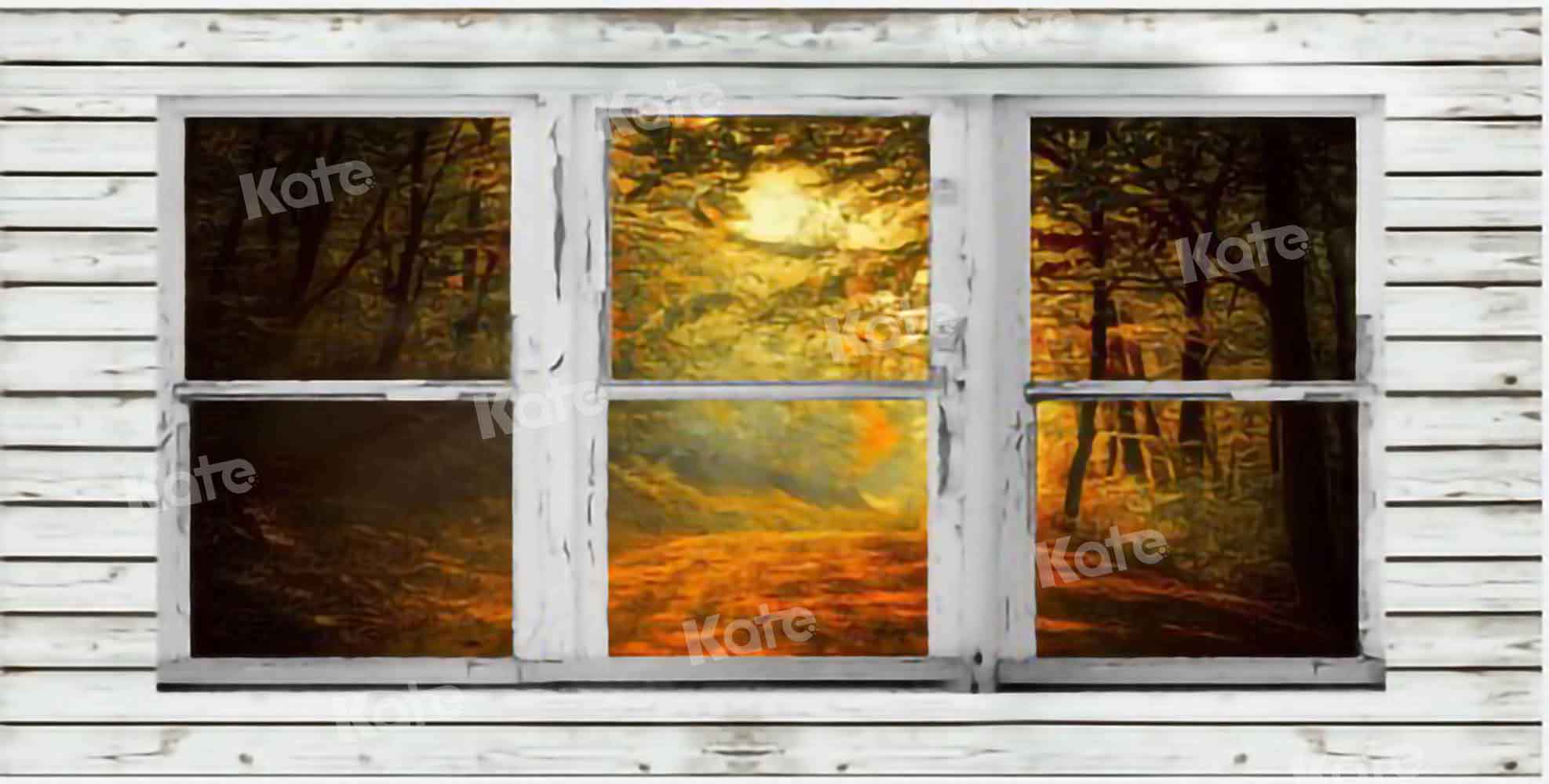 Kate Fenêtre Blanc Forêt Automne Toile de fond conçue par Chain Photography - Kate Backdrop FR