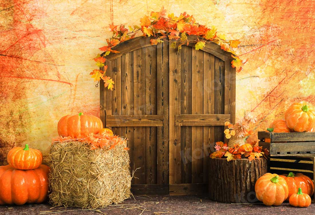 Kate Porte de grange Citrouille Automne Toile de fond pour la photographie - Kate Backdrop FR