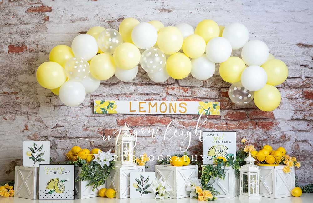 Kate Cake smash Citrons Toile de fond conçu par Megan Leigh - Kate Backdrop FR