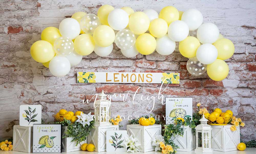 Kate Cake smash Citrons Toile de fond conçu par Megan Leigh - Kate Backdrop FR