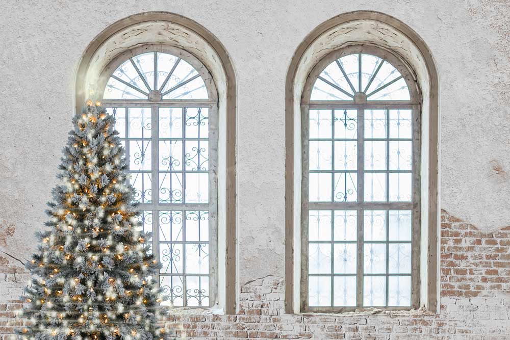 Kate Vieille Fenêtre Rétro Mur Noël Toile de fond pour la photographie - Kate Backdrop FR