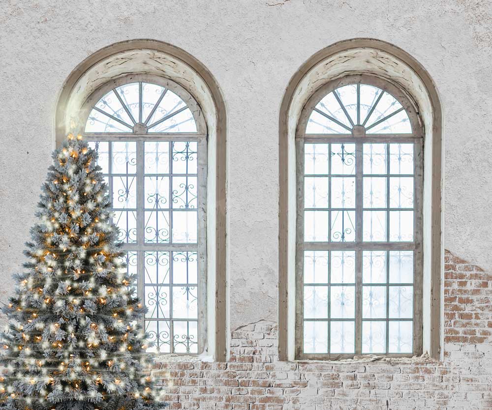 Kate Vieille Fenêtre Rétro Mur Noël Toile de fond pour la photographie - Kate Backdrop FR