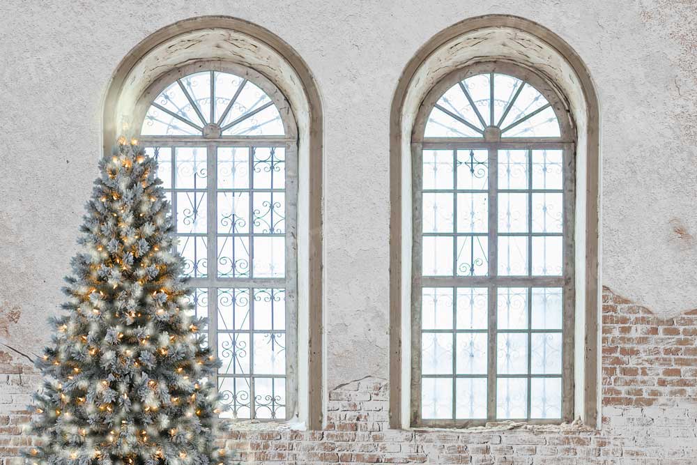 Kate Vieille Fenêtre Rétro Mur Noël Toile de fond pour la photographie - Kate Backdrop FR