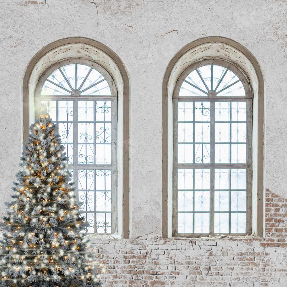Kate Vieille Fenêtre Rétro Mur Noël Toile de fond pour la photographie - Kate Backdrop FR