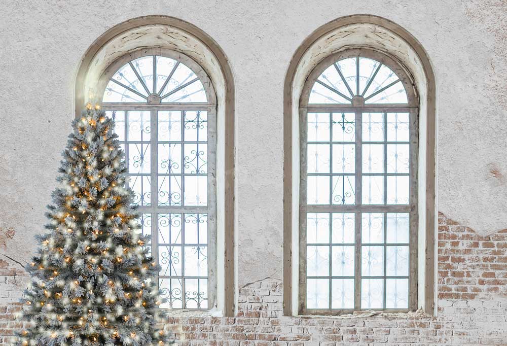 Kate Vieille Fenêtre Rétro Mur Noël Toile de fond pour la photographie - Kate Backdrop FR