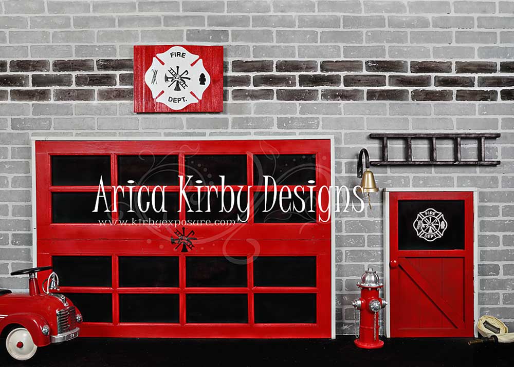 Kate Mur de briques Caserne de pompiers Toile de fond conçue par Arica Kirby - Kate Backdrop FR