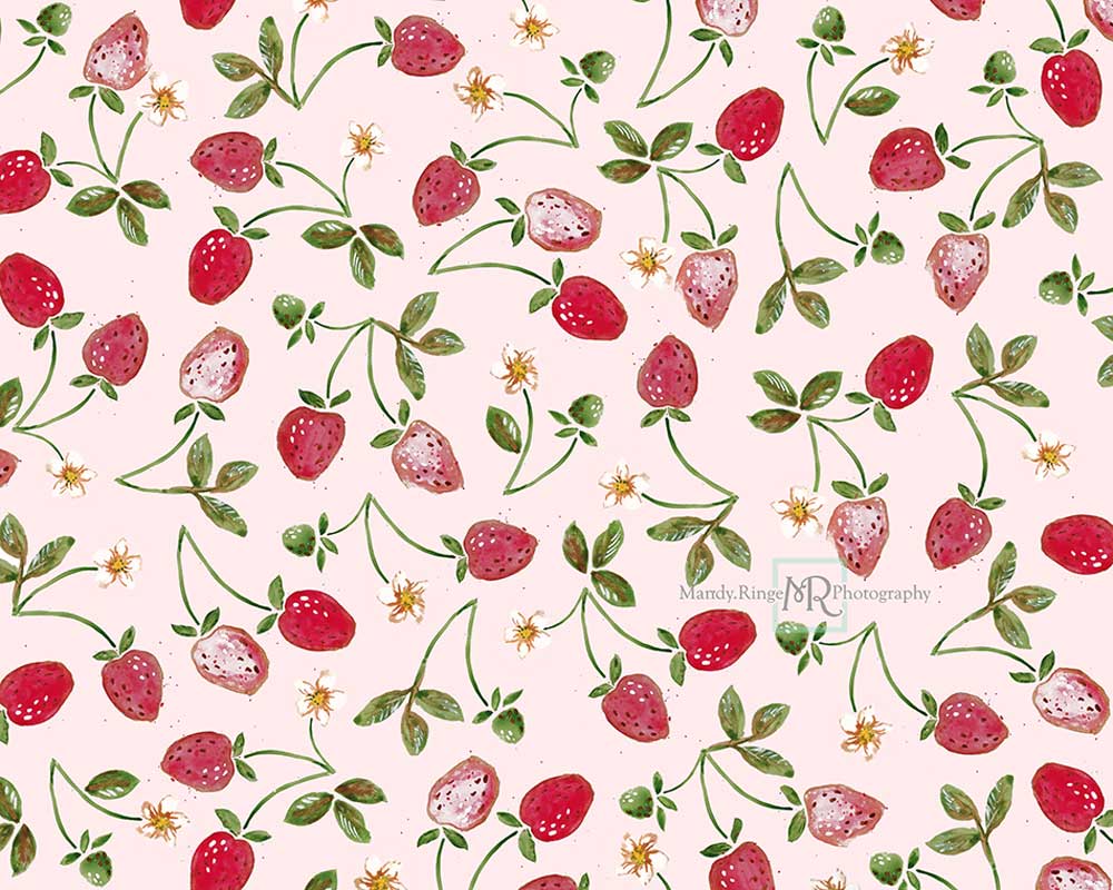 Kate Cake smash Aquarelle Fraises Été Toile de fond conçu par Mandy Ringe - Kate Backdrop FR