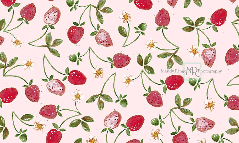 Kate Cake smash Aquarelle Fraises Été Toile de fond conçu par Mandy Ringe - Kate Backdrop FR