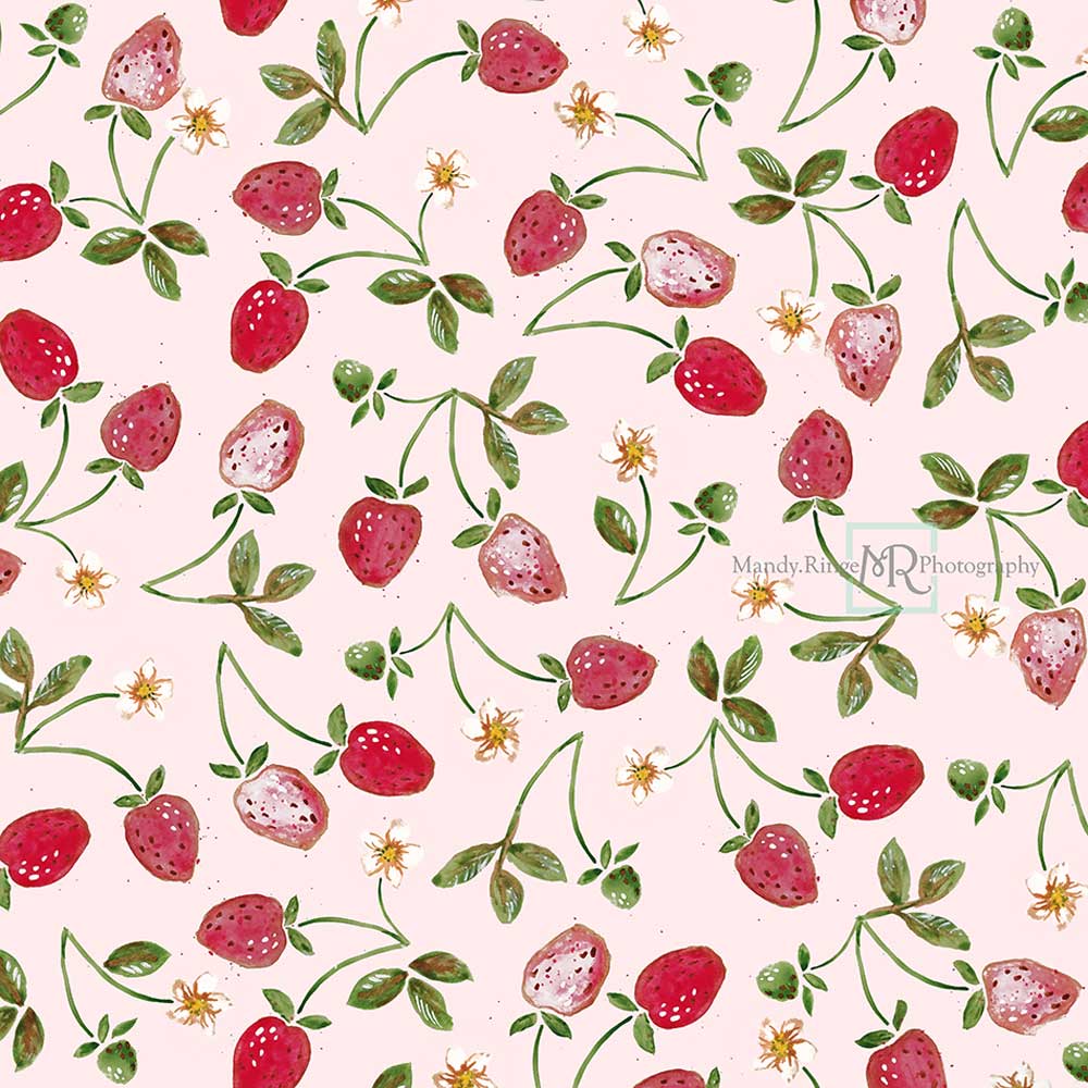 Kate Cake smash Aquarelle Fraises Été Toile de fond conçu par Mandy Ringe - Kate Backdrop FR