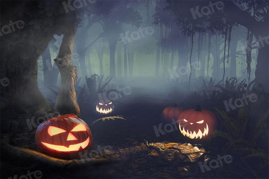 Kate Halloween Citrouille Forêt Nuit Toile de fond pour la photographie - Kate Backdrop FR