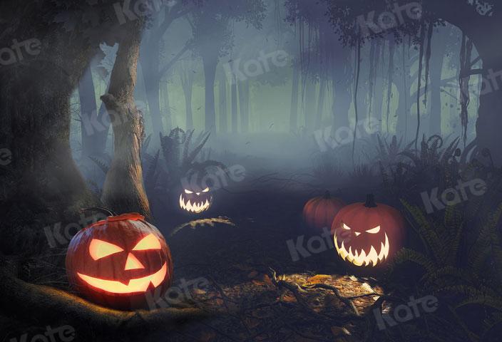 Kate Halloween Citrouille Forêt Nuit Toile de fond pour la photographie - Kate Backdrop FR