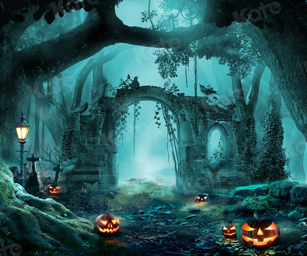 Kate Halloween Forêt Citrouille Automne Toile de fond pour la photographie - Kate Backdrop FR