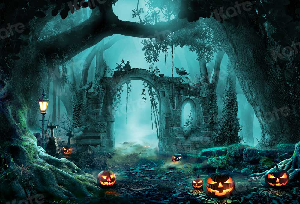Kate Halloween Forêt Citrouille Automne Toile de fond pour la photographie - Kate Backdrop FR