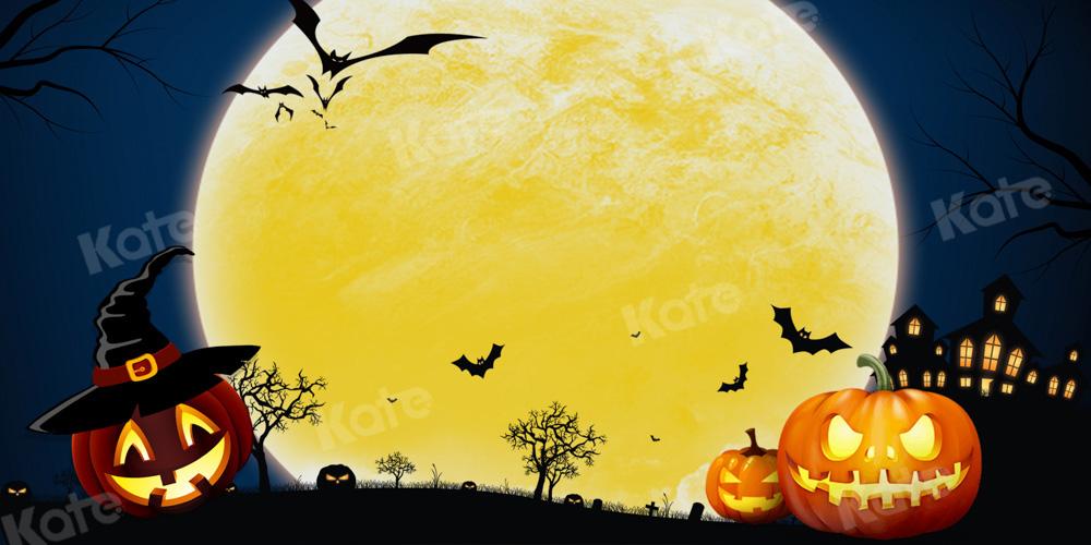 Kate Halloween Automne Citrouille Lune Toile de fond conçu par Chain Photography - Kate Backdrop FR