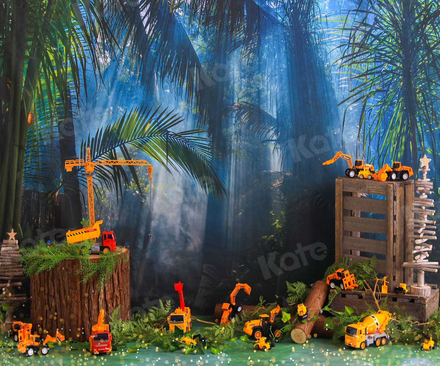 Kate Construction Voiture Jouet Forêt Jungle Toile de fond pour la photographie - Kate Backdrop FR
