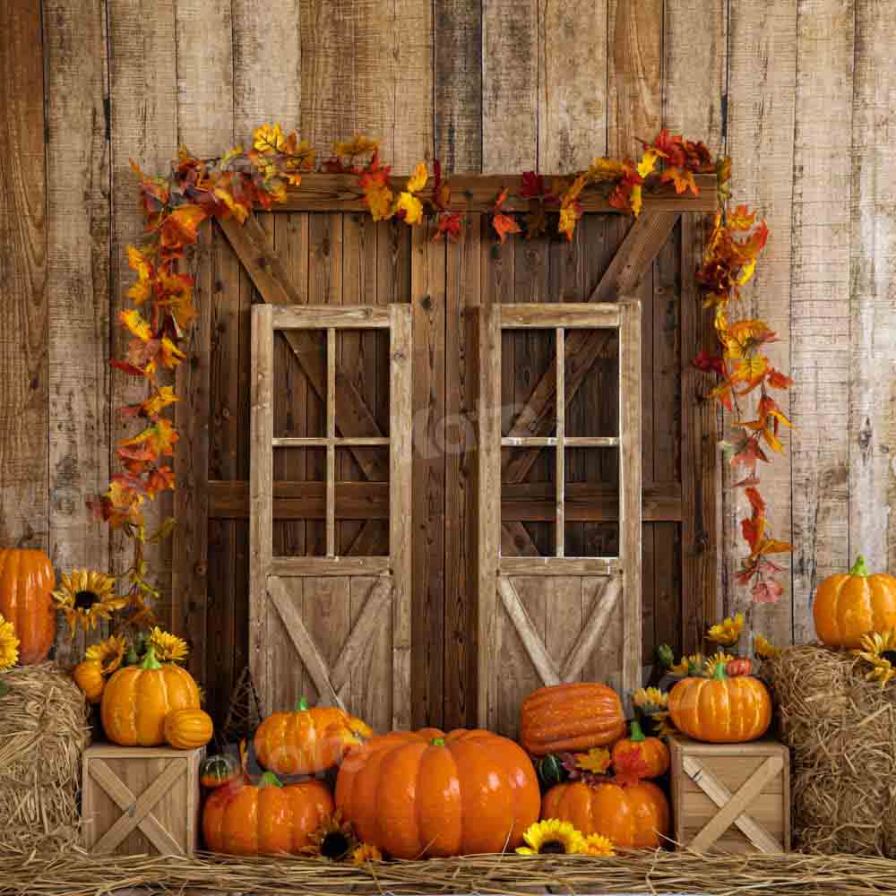 Kate Porte de grange Citrouille Automne Toile de fond conçue par Emetselch - Kate Backdrop FR