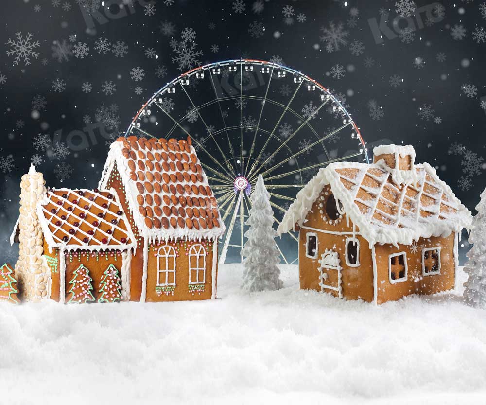 Kate Grande roue Maison de pain d'épice Noël Toile de fond pour la photographie - Kate Backdrop FR