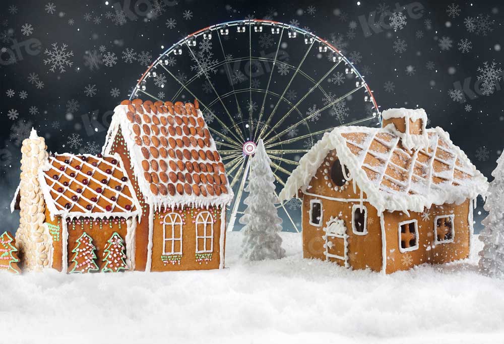 Kate Grande roue Maison de pain d'épice Noël Toile de fond pour la photographie - Kate Backdrop FR