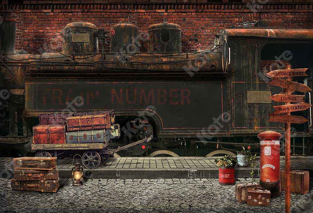 Kate Train de toile de fond de gare rétro pour la photographie - Kate Backdrop FR