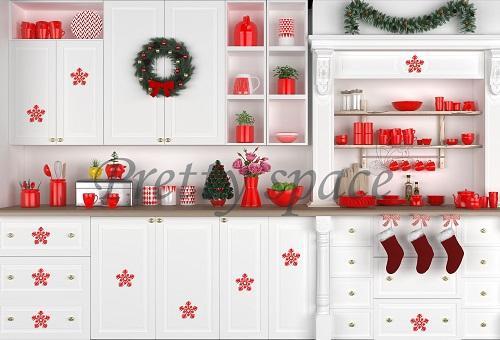 Kate Cuisine Blanc & Rouge Noël Toile de fond pour la photographie - Kate Backdrop FR