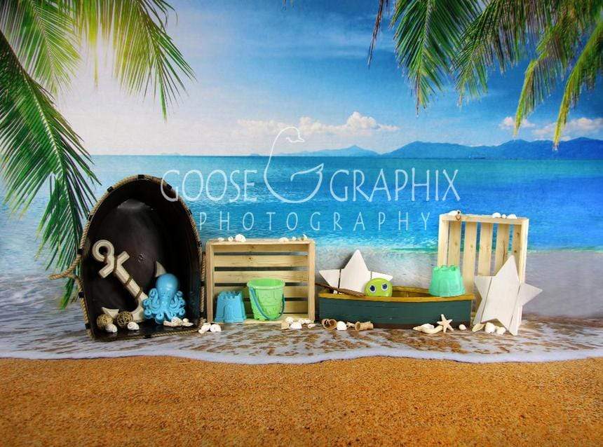 Kate Plage Mer Sable Enfant Été Toile de fond conçue par Amanda Moffatt - Kate Backdrop FR