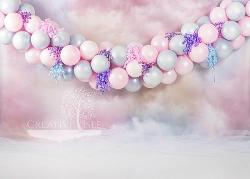 Kate Nuages Pastel Ballons Cake smash Toile de fond conçue par Chrissie Green - Kate Backdrop FR