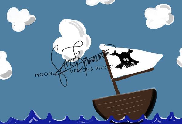 Kate Enfant Pirate Mer Nuages Toile de fond conçue par Sarah Timmerman - Kate Backdrop FR