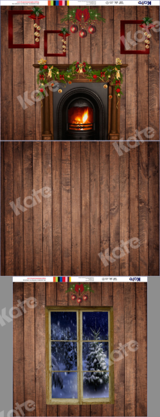 Kate Bois Brun foncé Fenêtre Noël Ensemble de chambre (8pix8pi&10pix8pi&8pix10pi) - Kate Backdrop FR